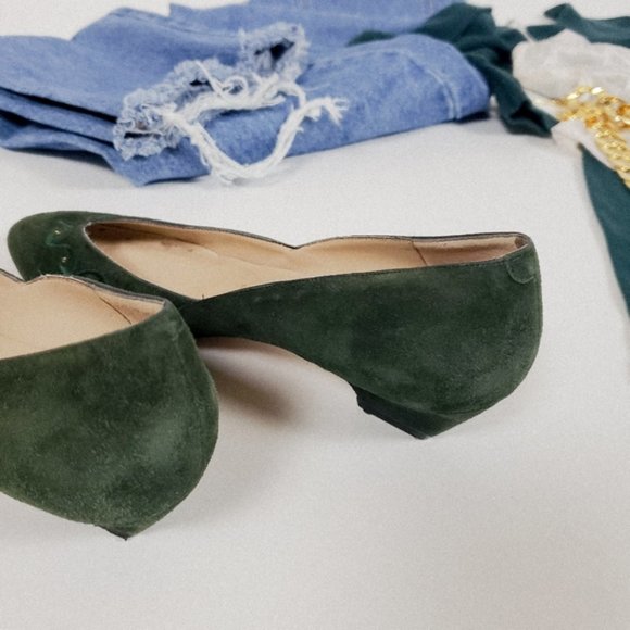size 7.0 vintage green suede shoes - Picture 5 of 6